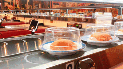 激动!小火车旋转寿司开进芝加哥啦|sushi   rotary sushi bar