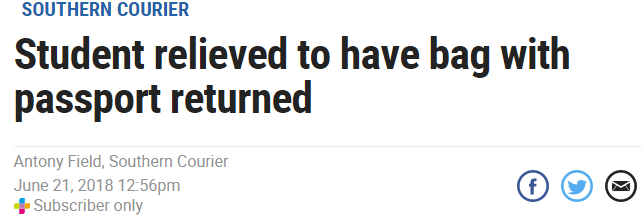 UNSW中国留学生登机前遗失护照,机场大哭!一