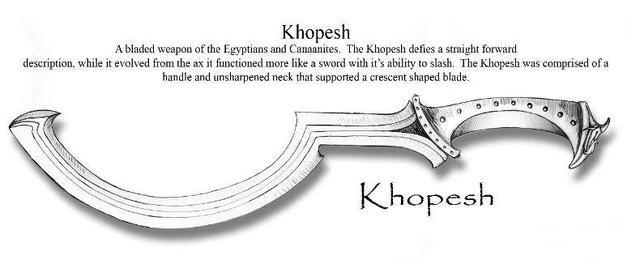 左手拿盾,右手拿着弯刀,这是古埃及步兵在公元3世纪到公元前1300年间