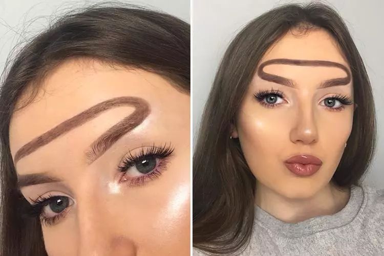 顾名思义,直接把自己的眉毛在额头画成光环,连在一起.