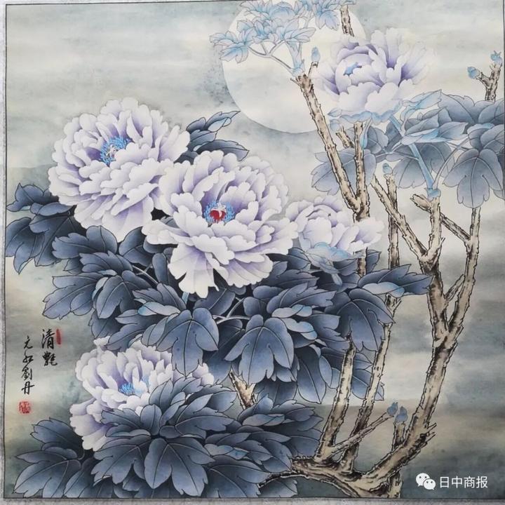 旅日女画家刘元红笔下的牡丹,在东京美术国际展上华贵绽放