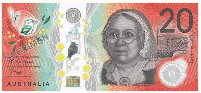 新版20元澳币设计公布 将于今年10月开始流通